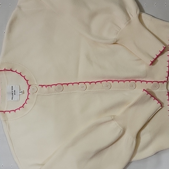 Women's  Willow and Wind Cardigan Sweater, Cream/Pink, Size Small, Pre-owned - Picture 3 of 6